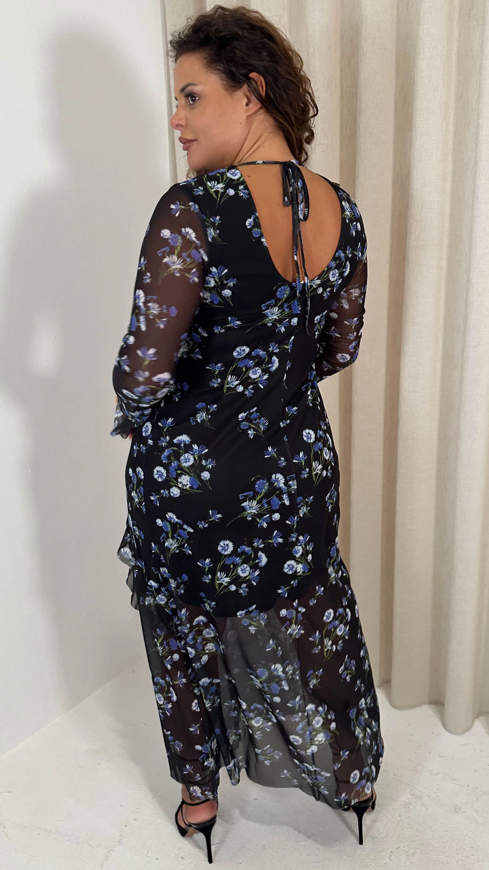 CurveWow Printed Maxi Dress Purple Floral - Image 8