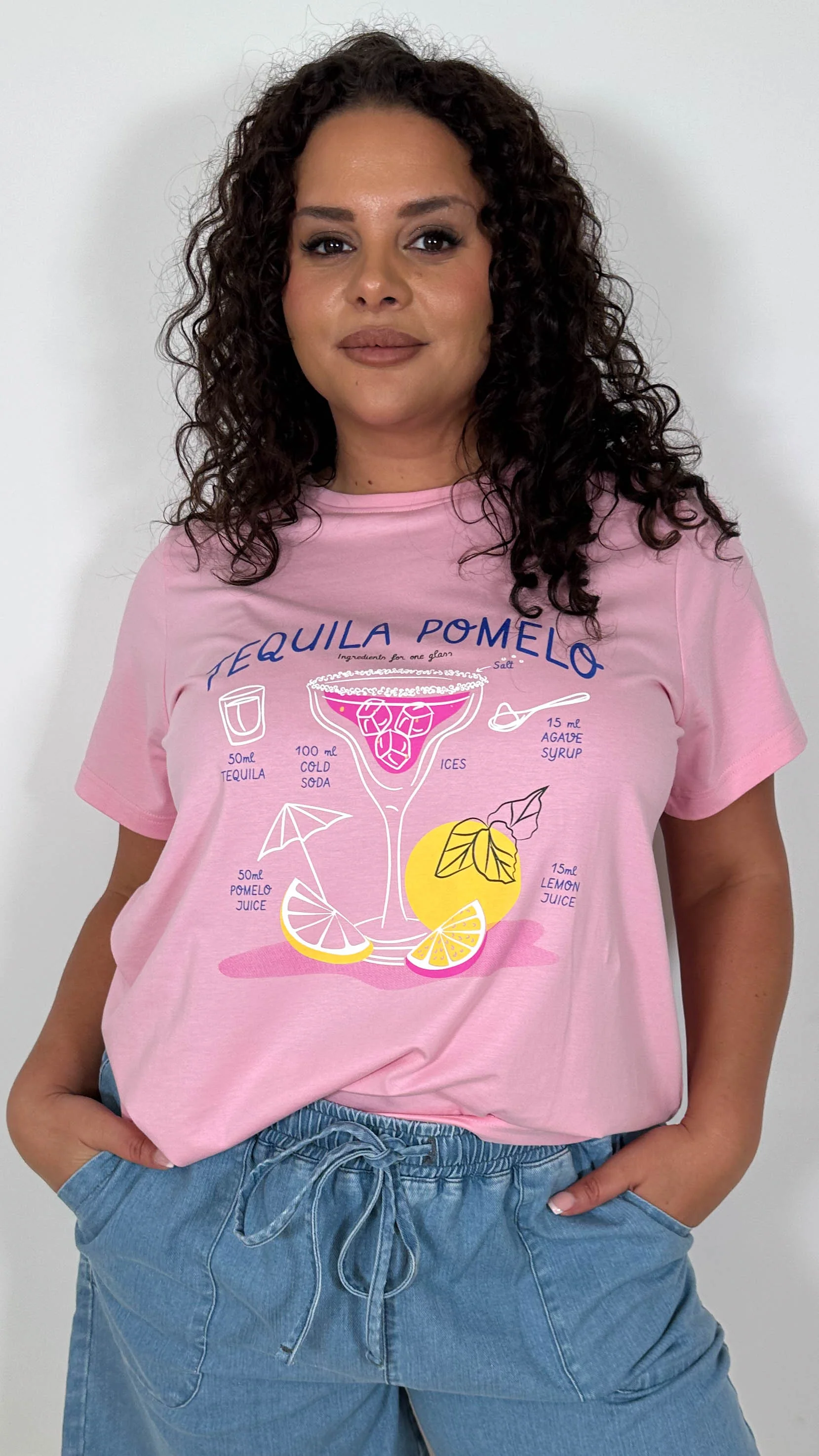 CurveWow Printed Slogan T-Shirt Pink - Image 7