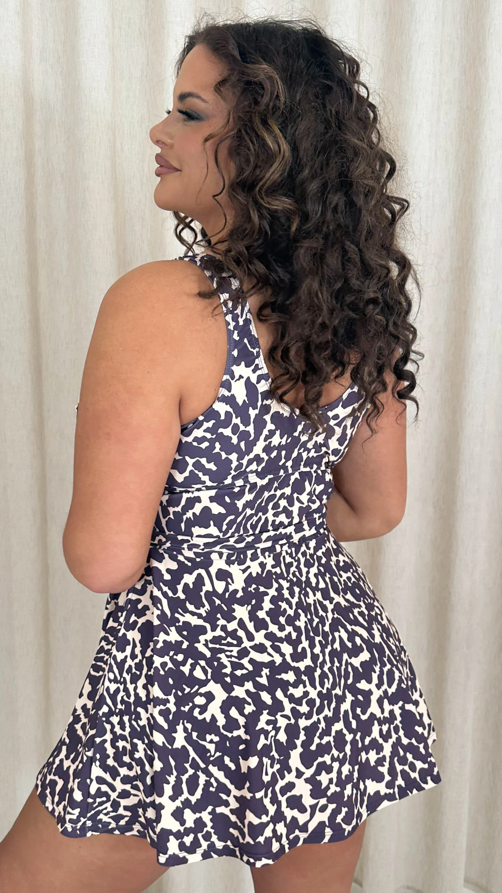 CurveWow Printed Tie Waist Swimdress Leopard - Image 7