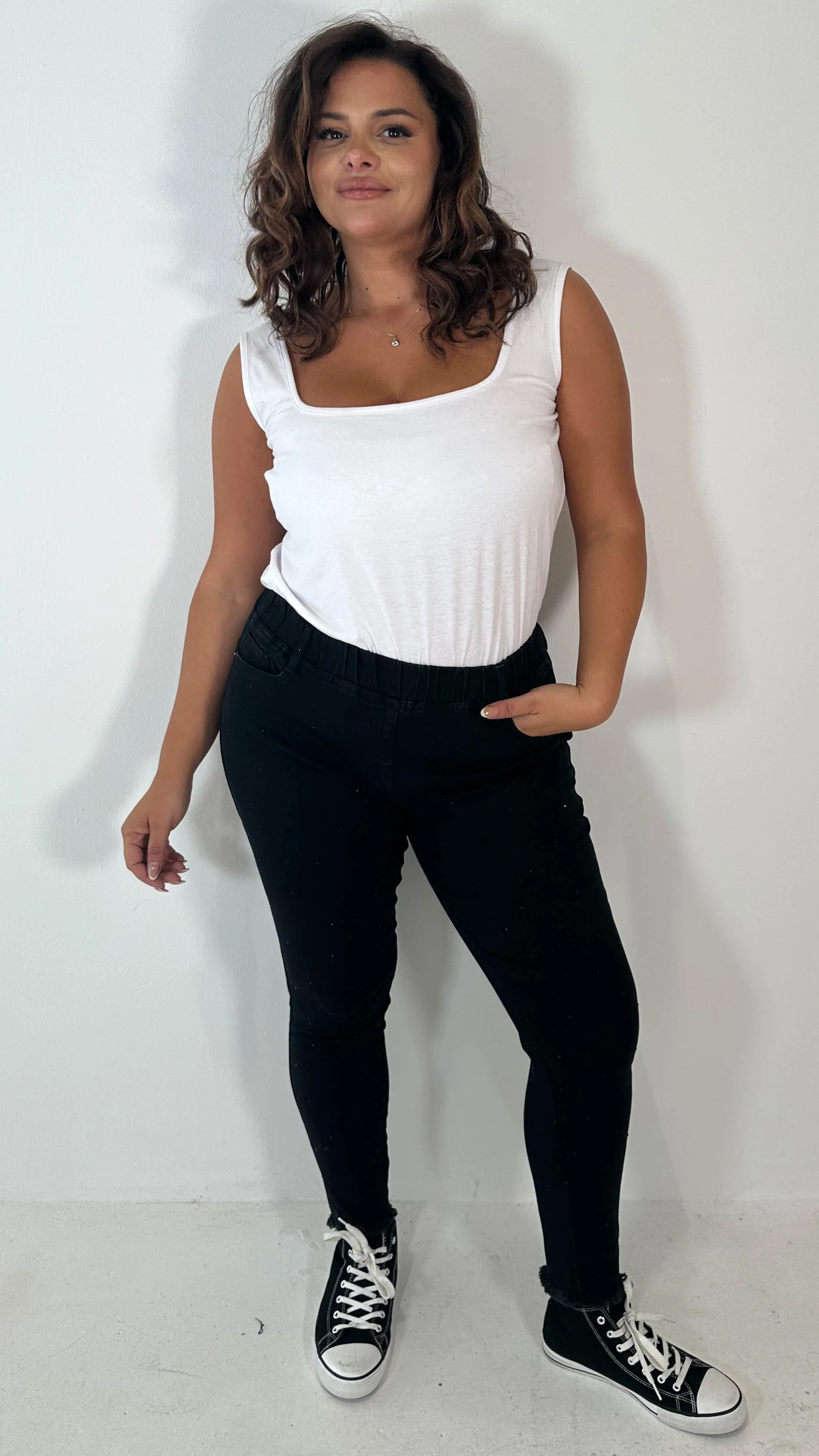 CurveWow Pull On Diamante Jegging Black - Image 6