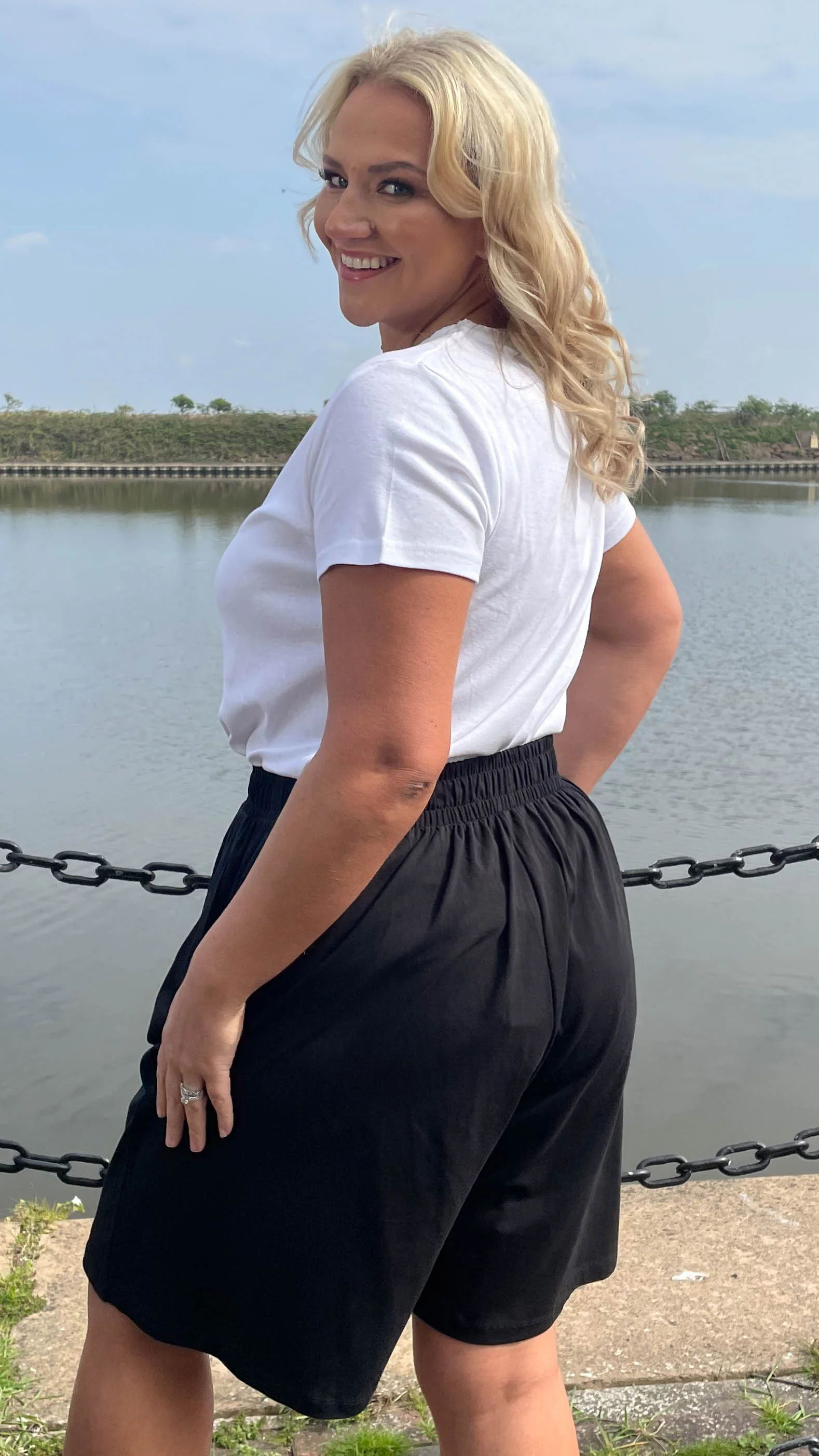 CurveWow Pull On Shorts Black - Image 8