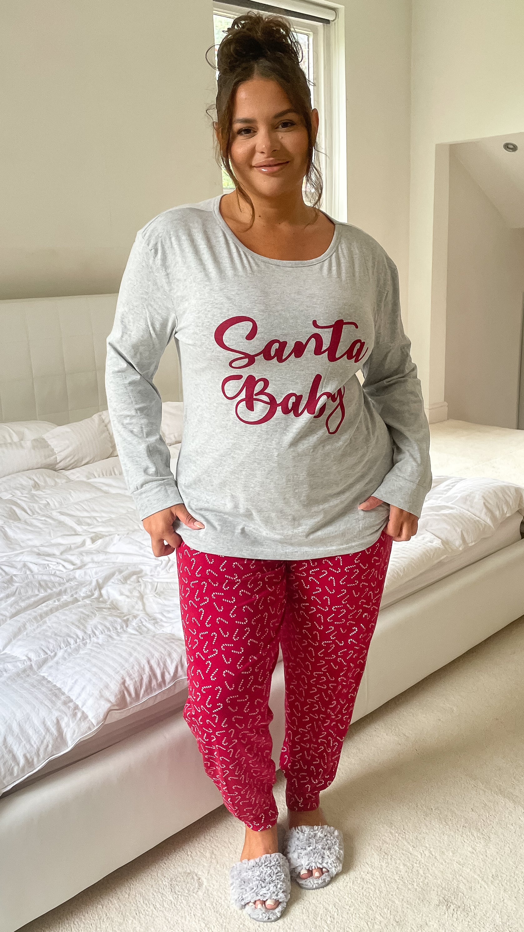 CurveWow Santa Baby Pyjama Set Grey/Red - Image 5