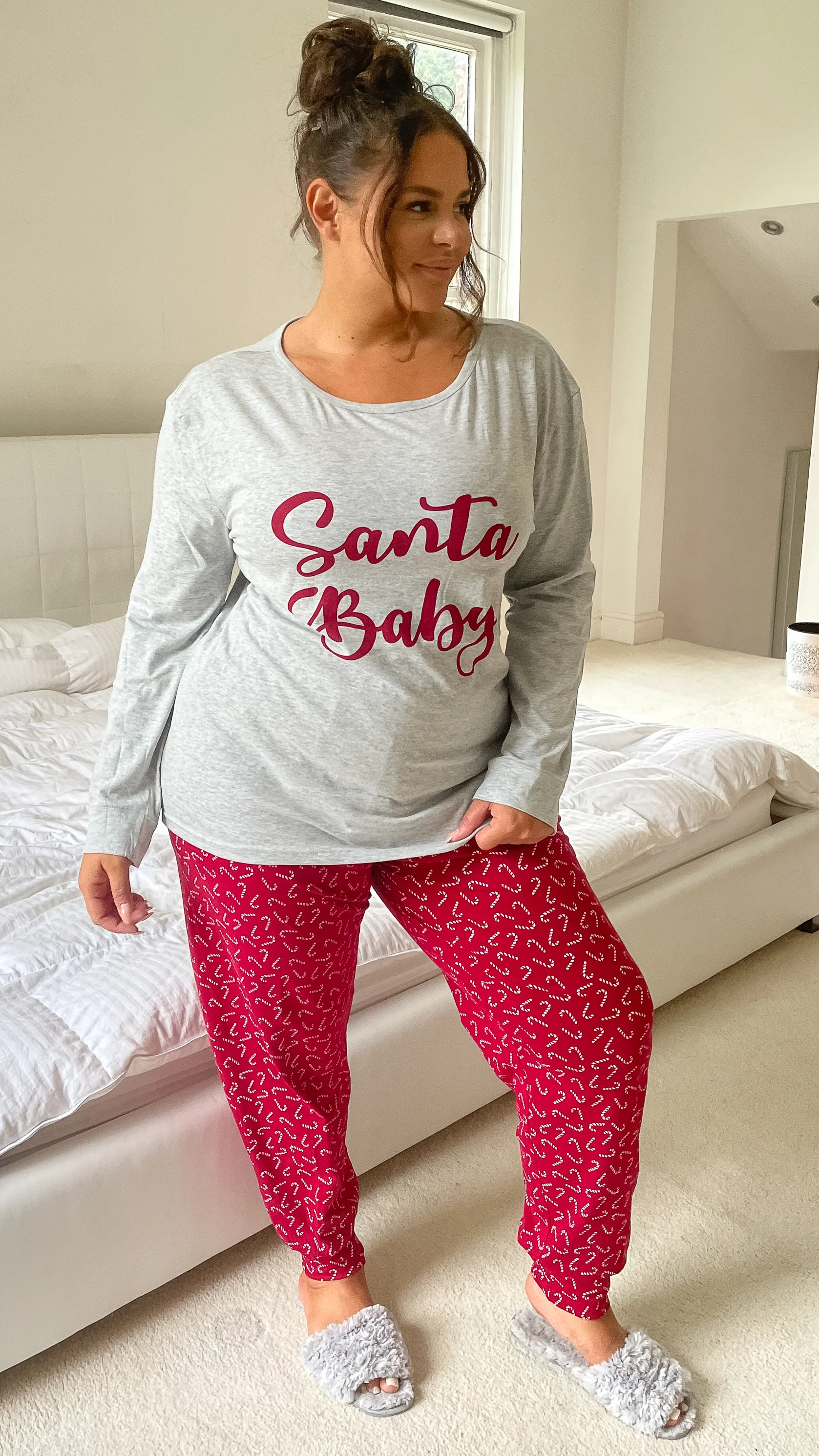 CurveWow Santa Baby Pyjama Set Grey/Red - Image 7