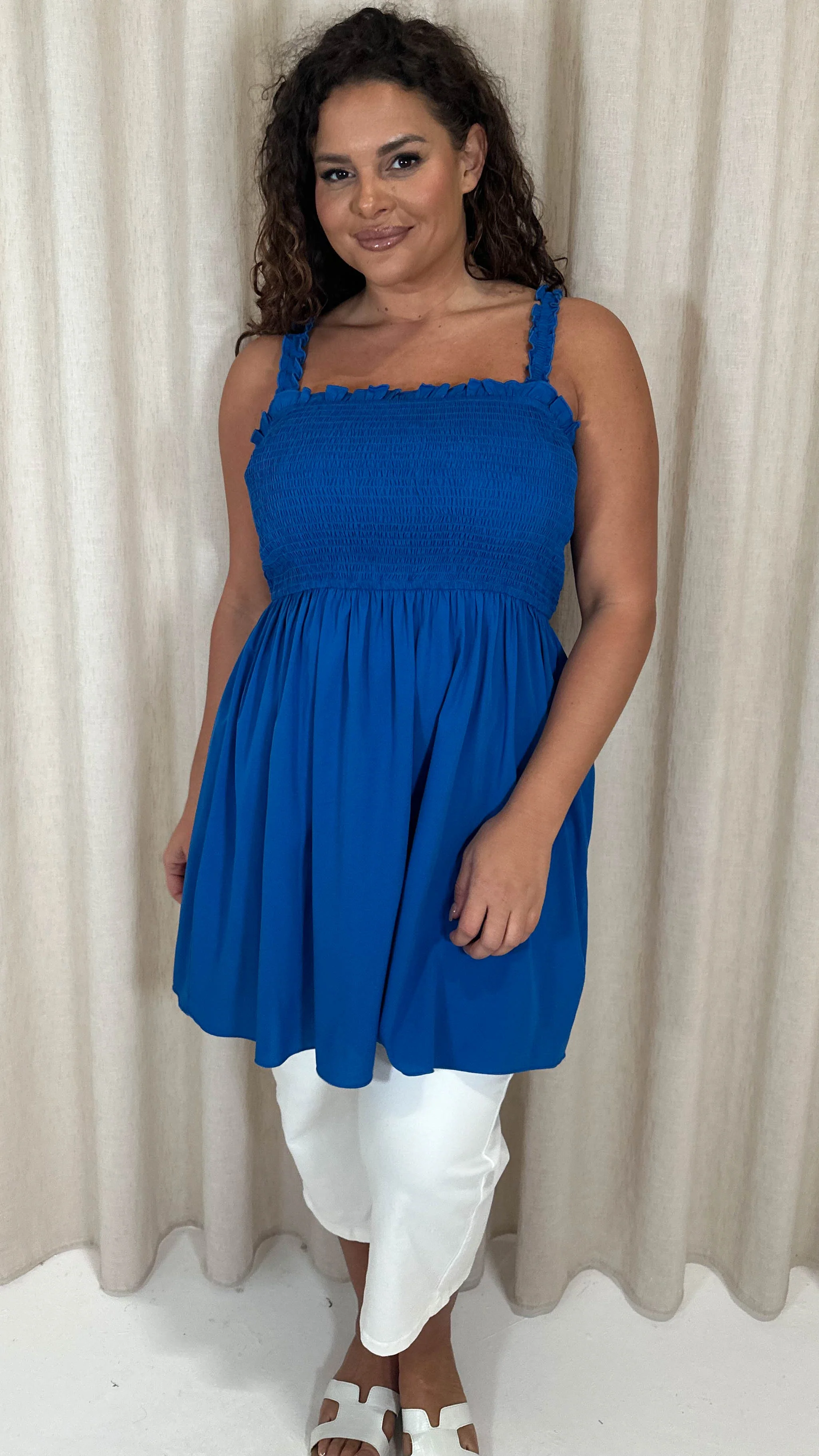 CurveWow Shirred Cami Top Cobalt - Image 2
