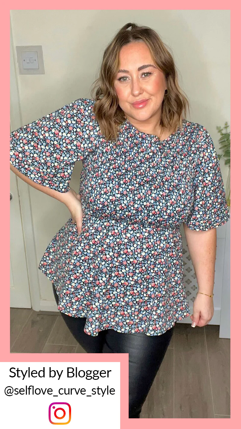 CurveWow Shirred Smock Top Multi Ditsy - Image 2