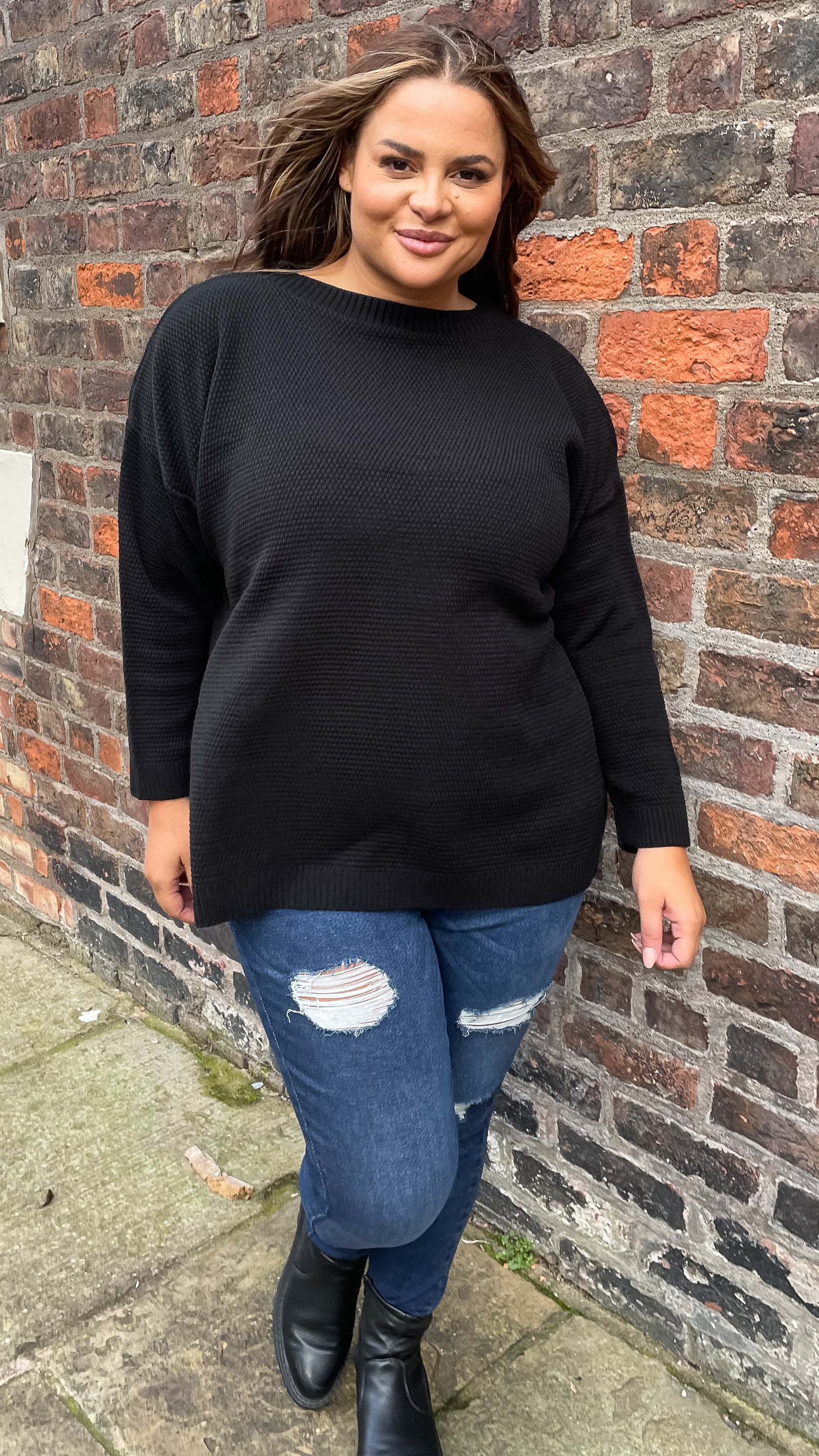 CurveWow Side Split Jumper Black - Image 3