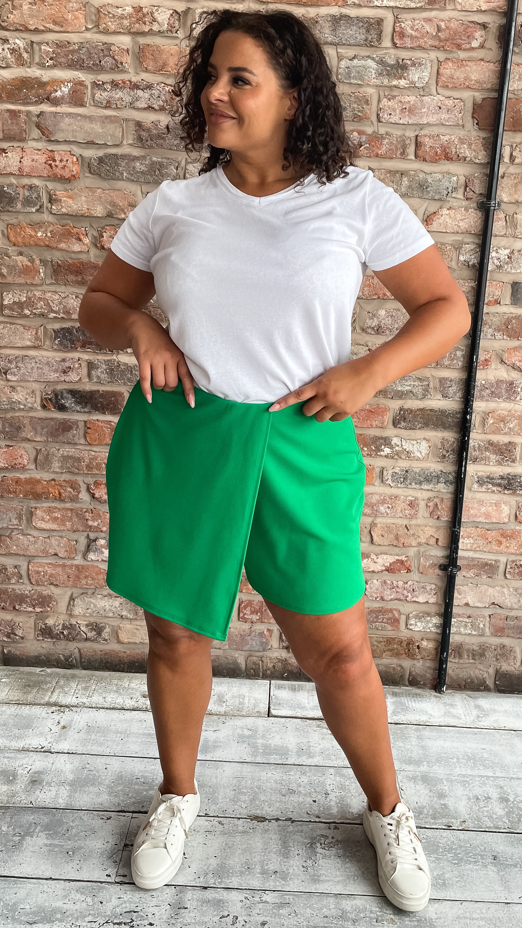 CurveWow Skuba Crepe Skort Green - Image 5