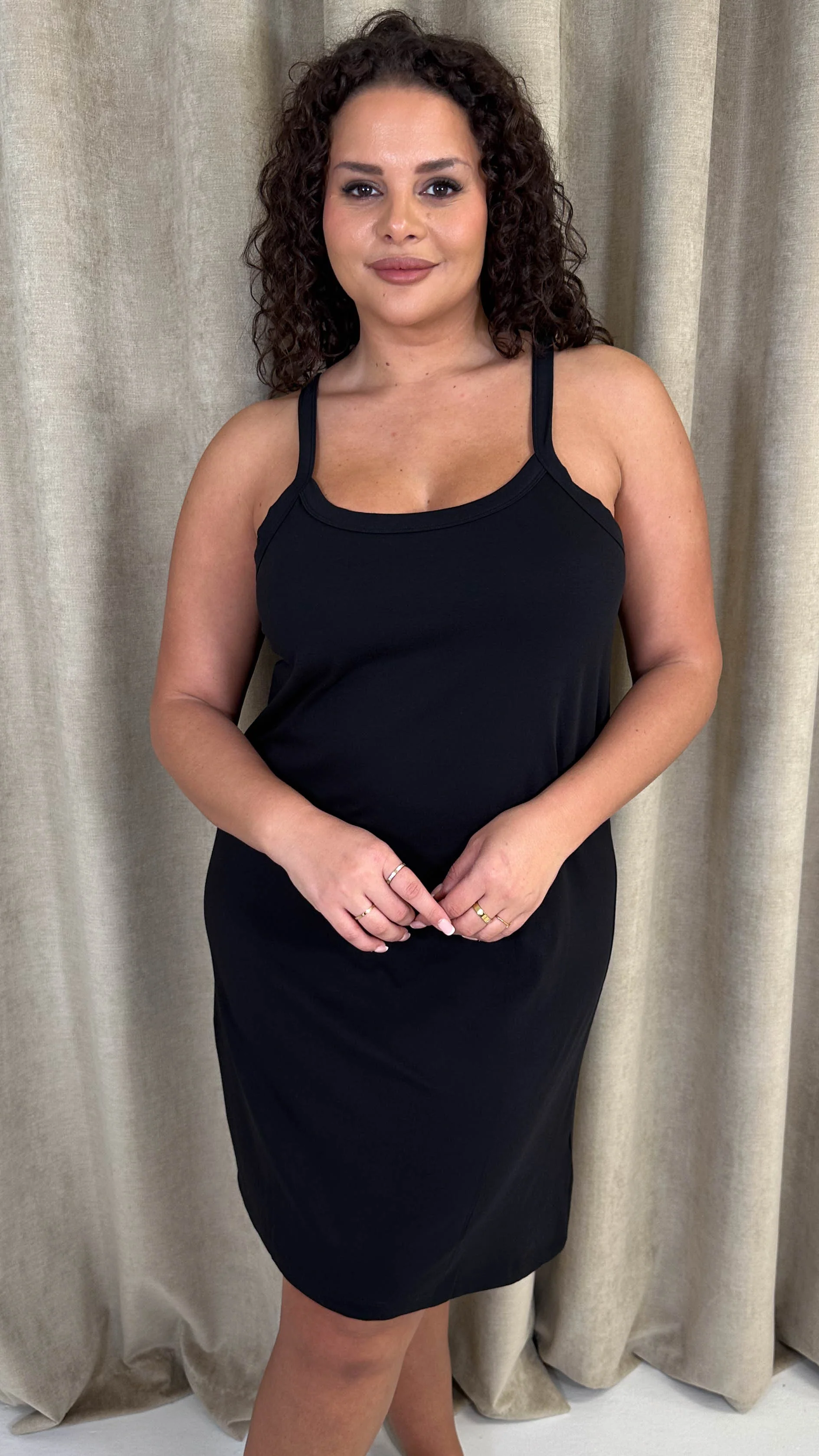CurveWow Basic Slip Dress Black - Image 2