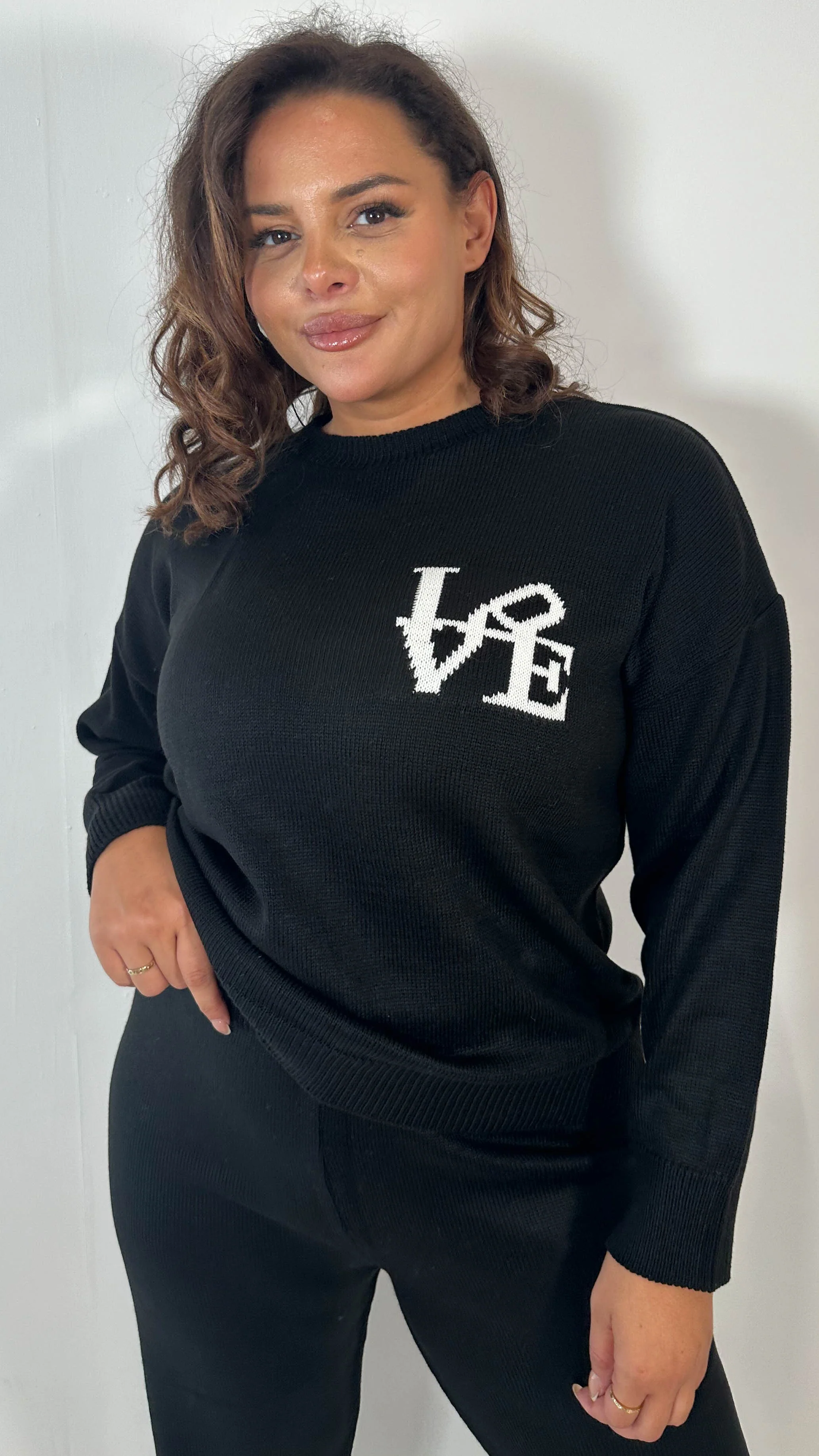 CurveWow Love Knitted Co-Ord Black - Image 2