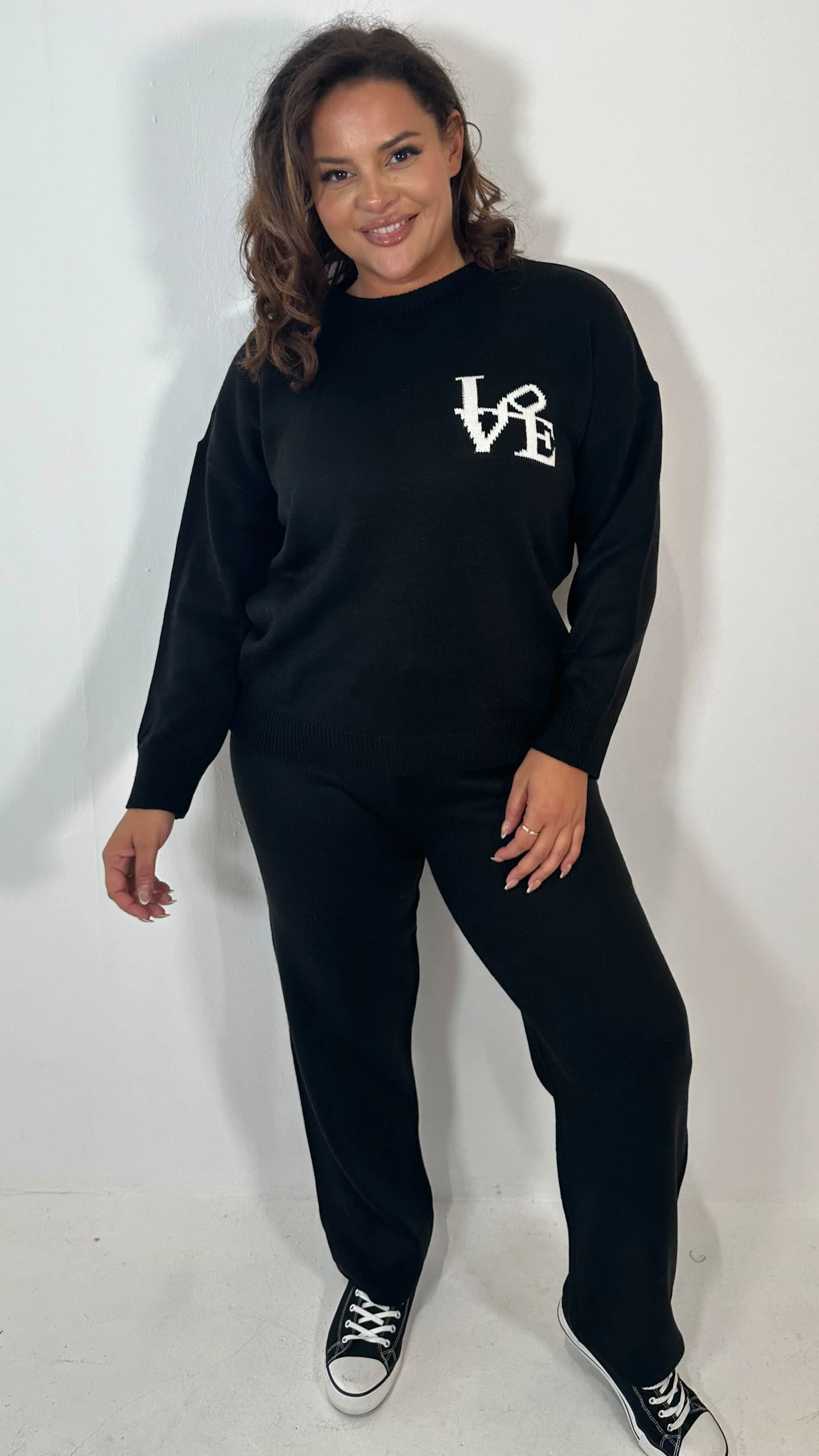 CurveWow Love Knitted Co-Ord Black - Image 4