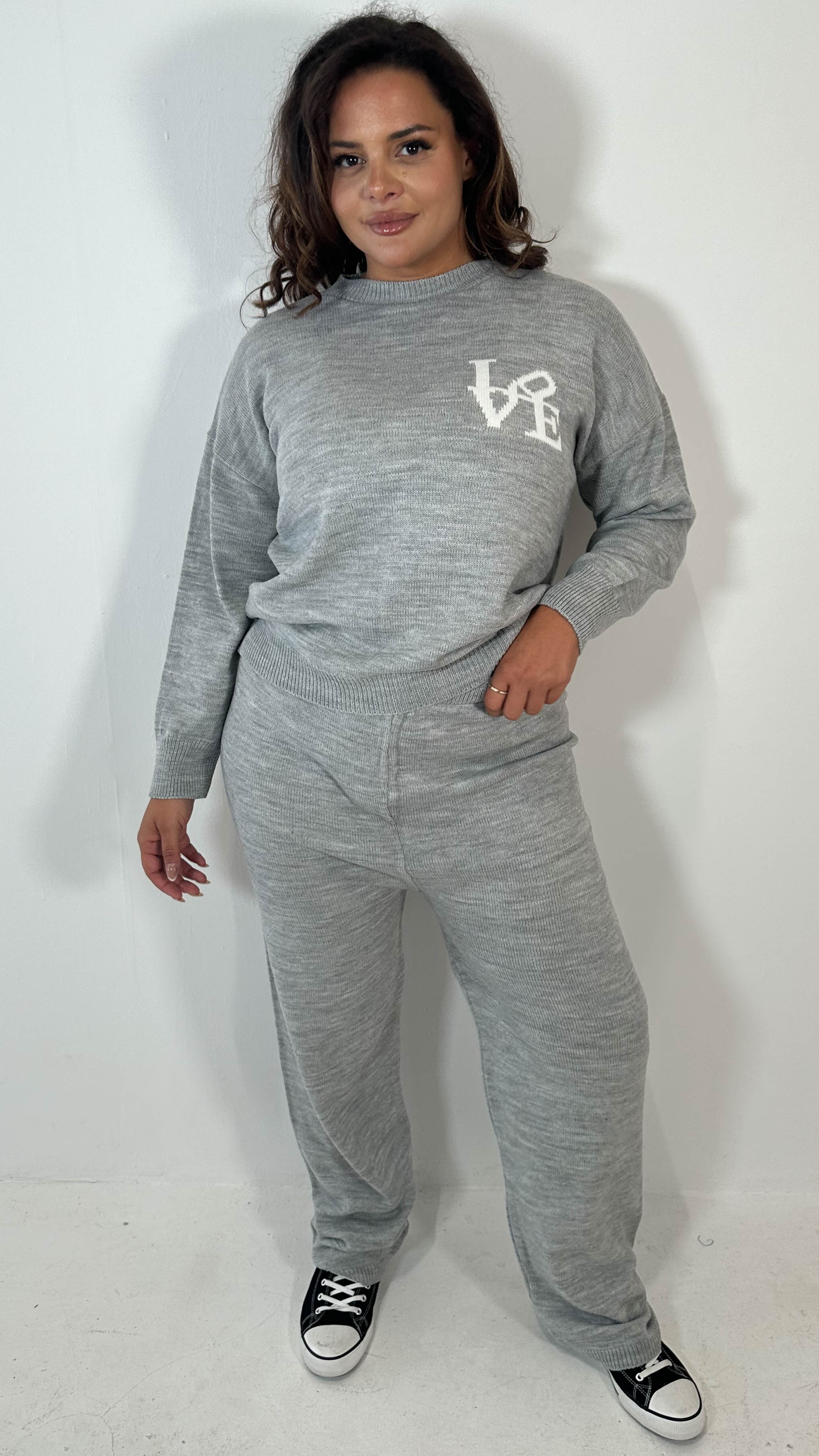 CurveWow Love Knitted Co-Ord Grey - Image 3