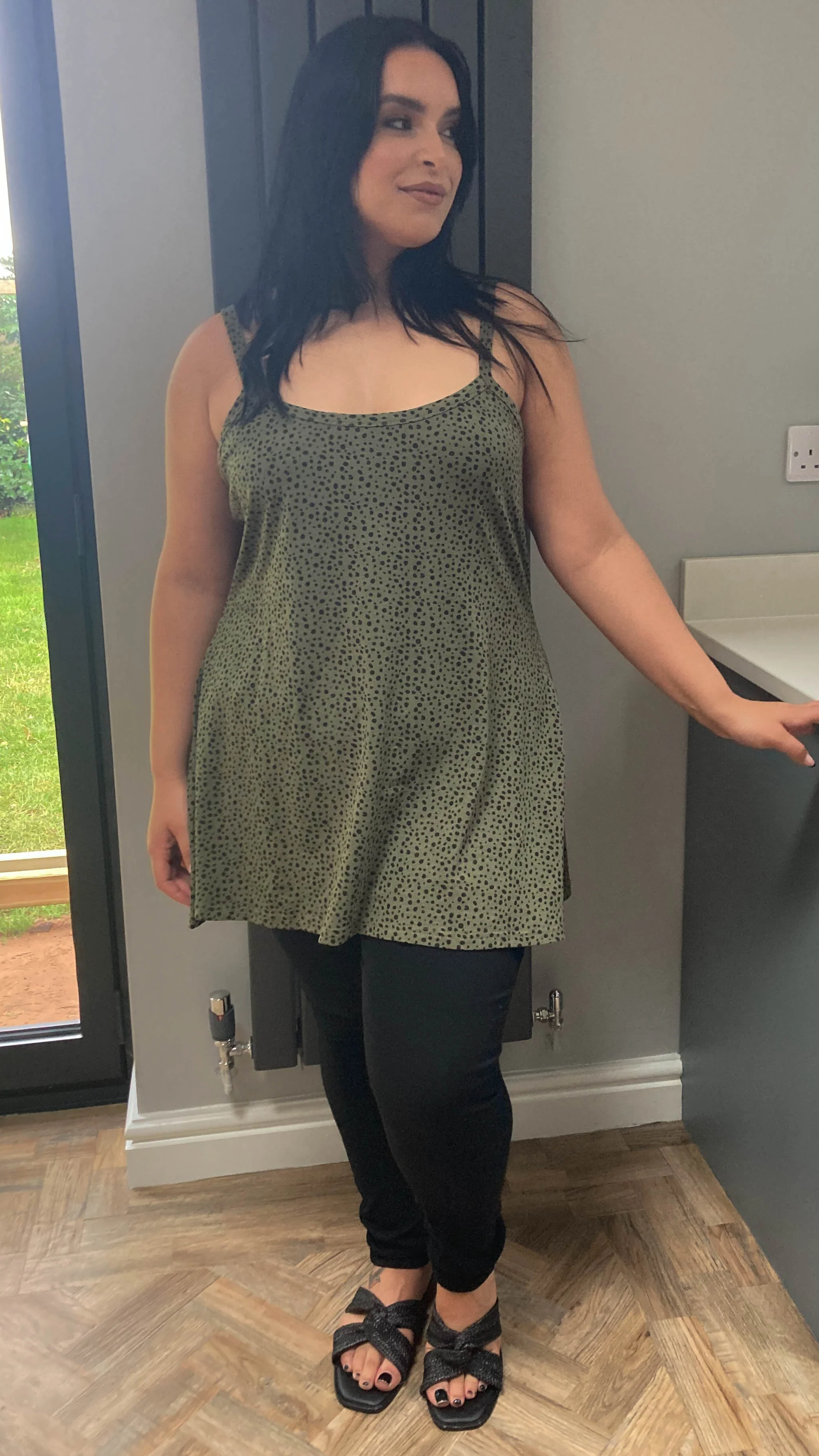 CurveWow Swing Cami Vest Green & Black Dalmatian - Image 5