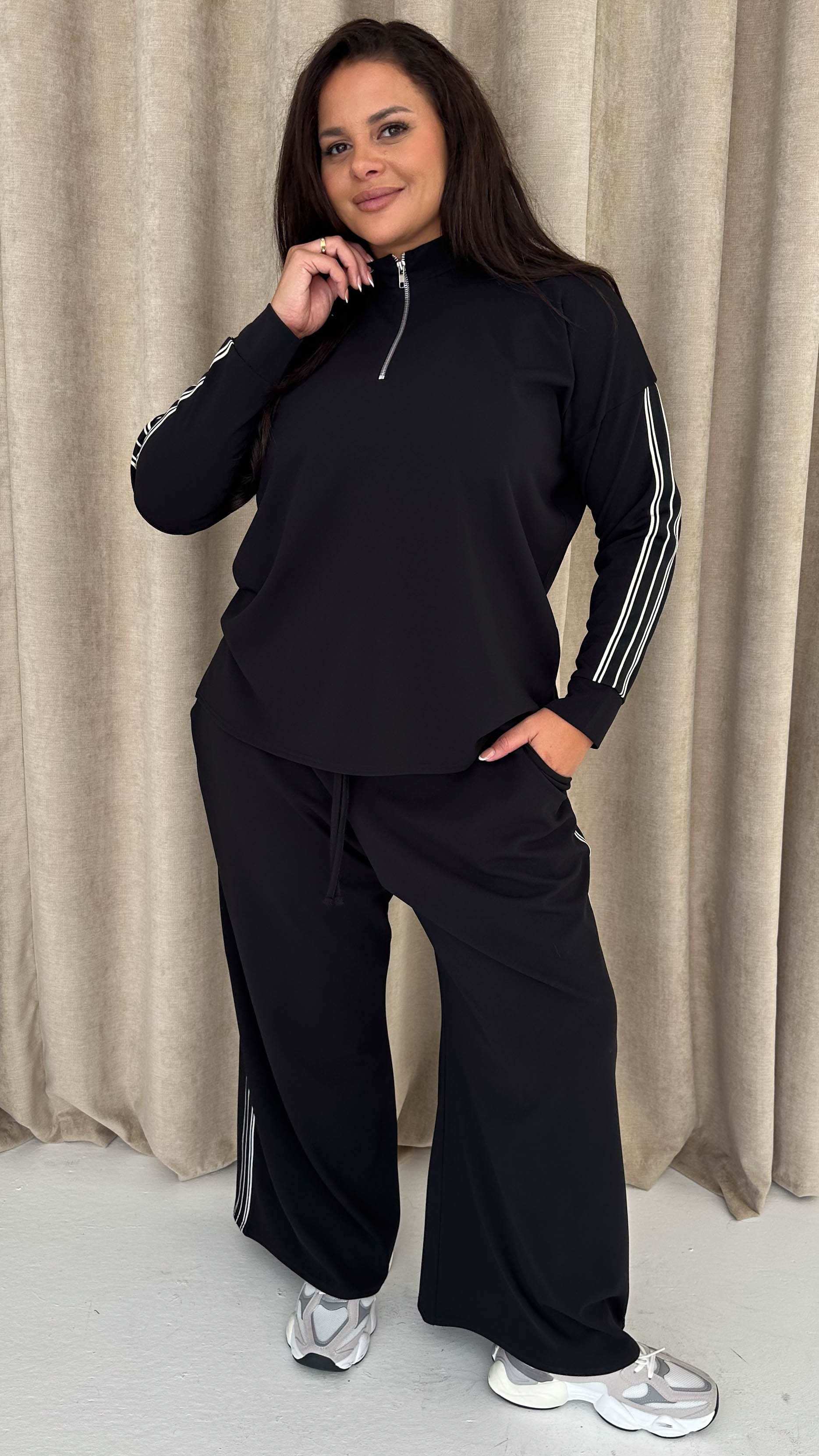 CurveWow Tape Wide Leg Trouser Black - Image 7