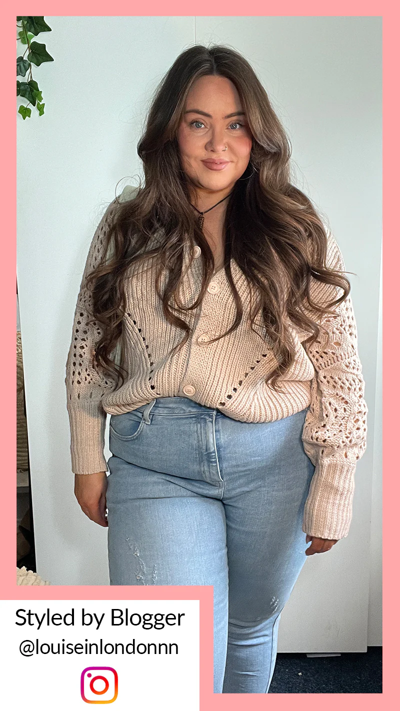 CurveWow Tape Yarn Cardigan Sand - Image 2
