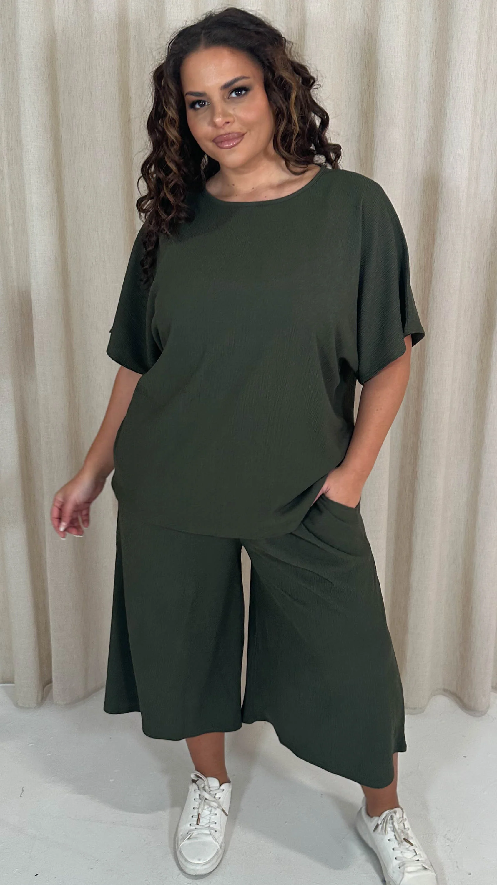 CurveWow Tree Bark Culotte Khaki - Image 2