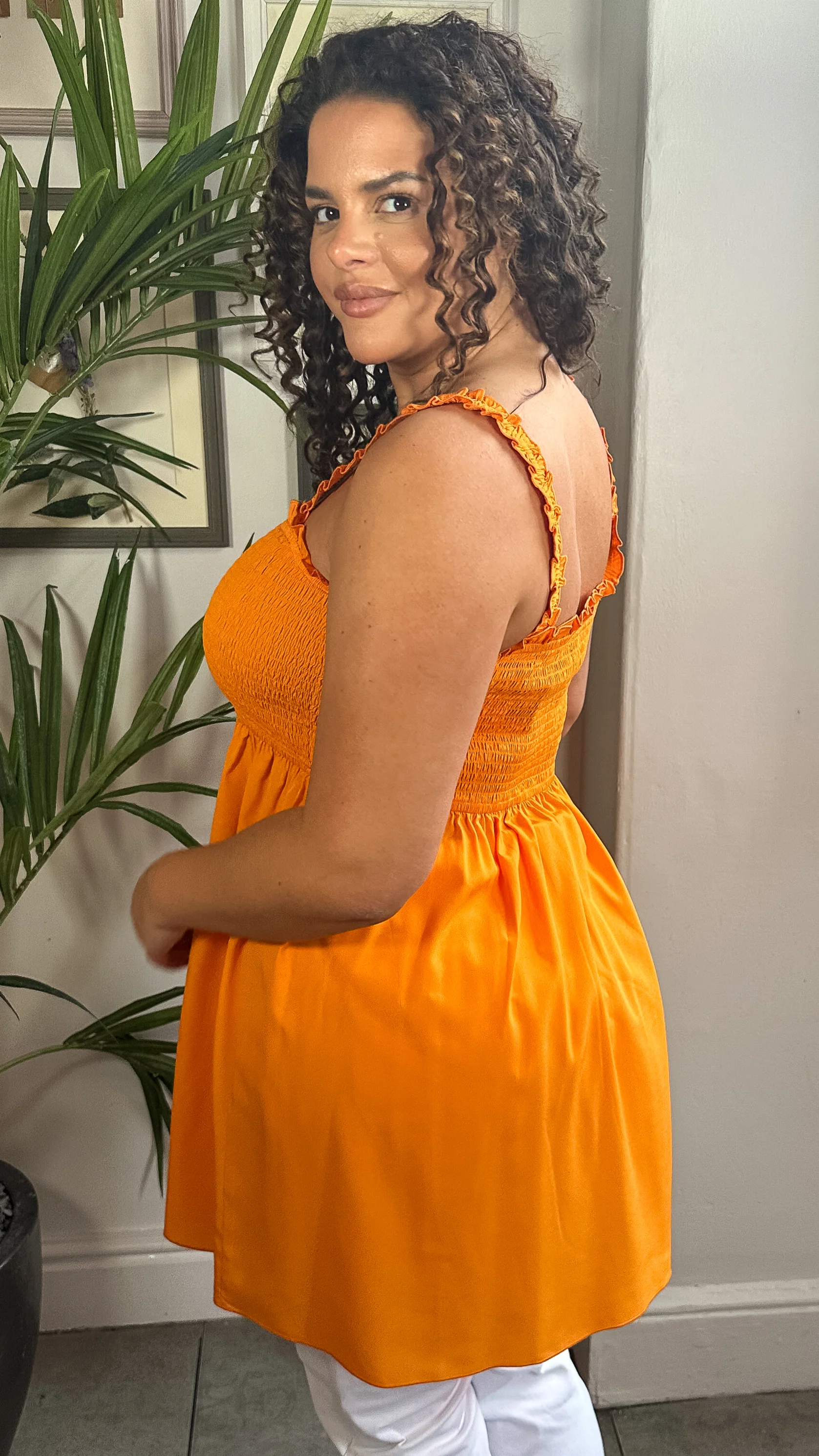 CurveWow Shirred Cami Top Orange - Image 7