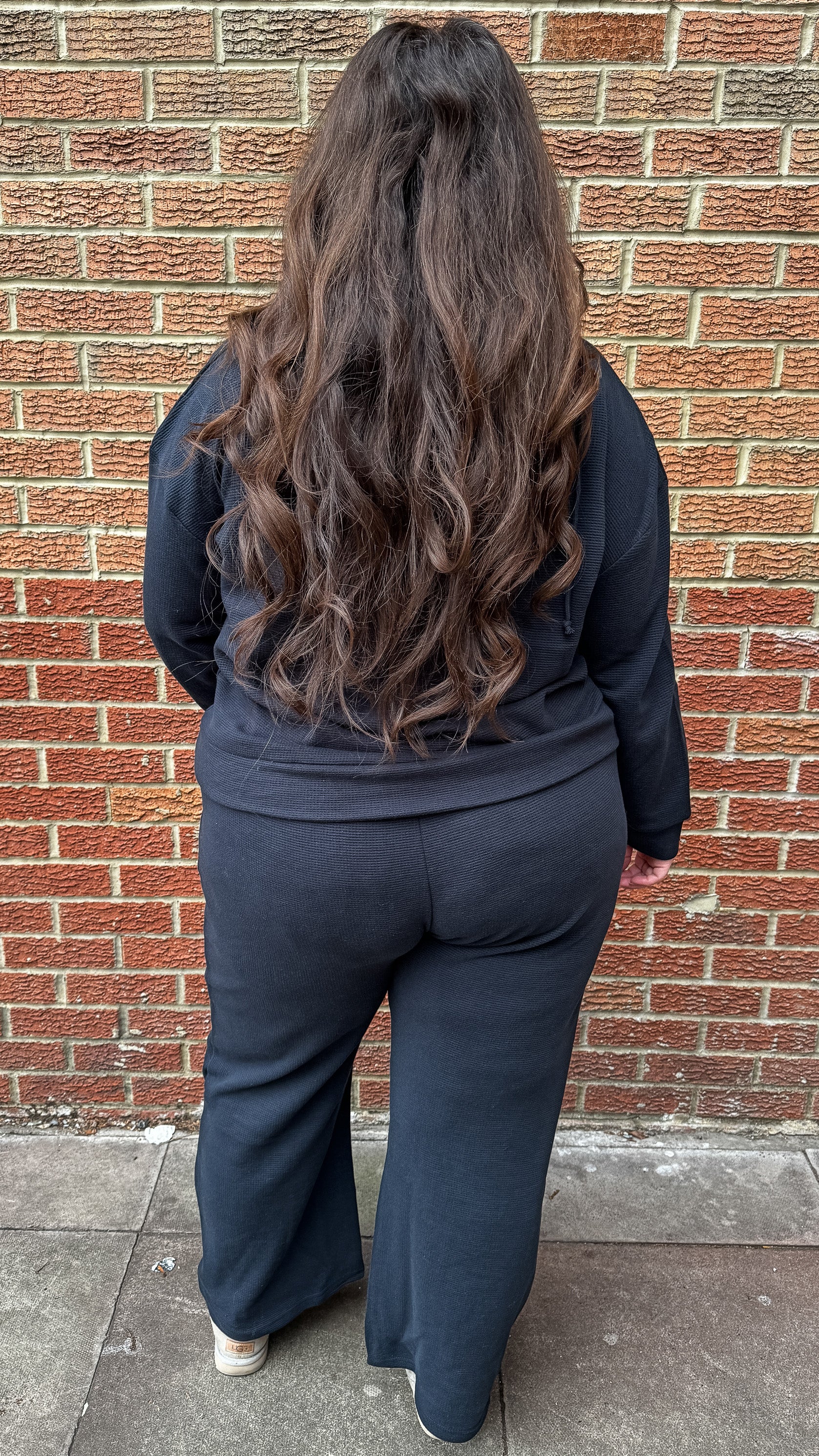 CurveWow Waffle Loungewear Hoodie Navy - Image 6