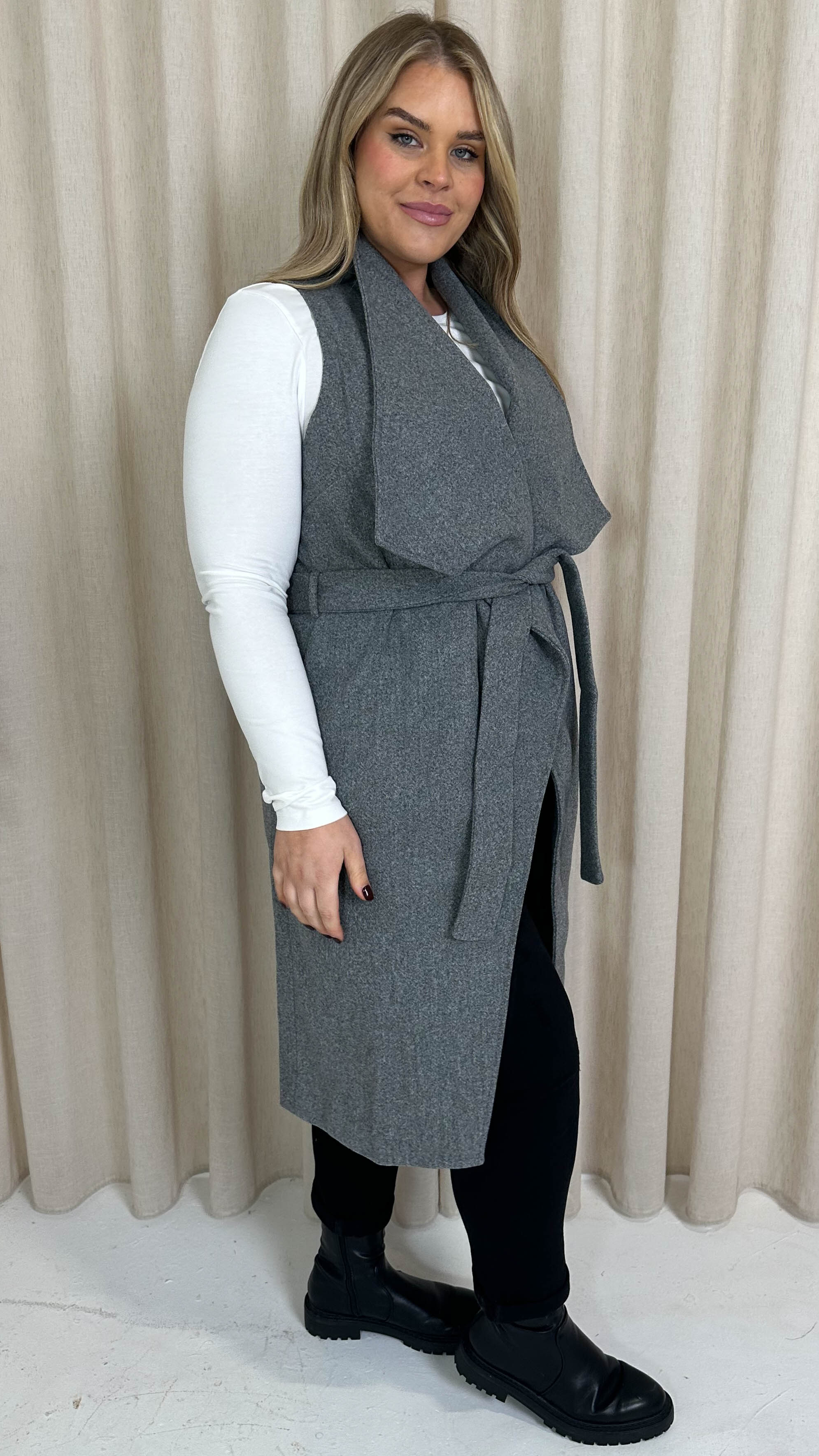 CurveWow Waterfall Gilet  Light Grey - Image 5