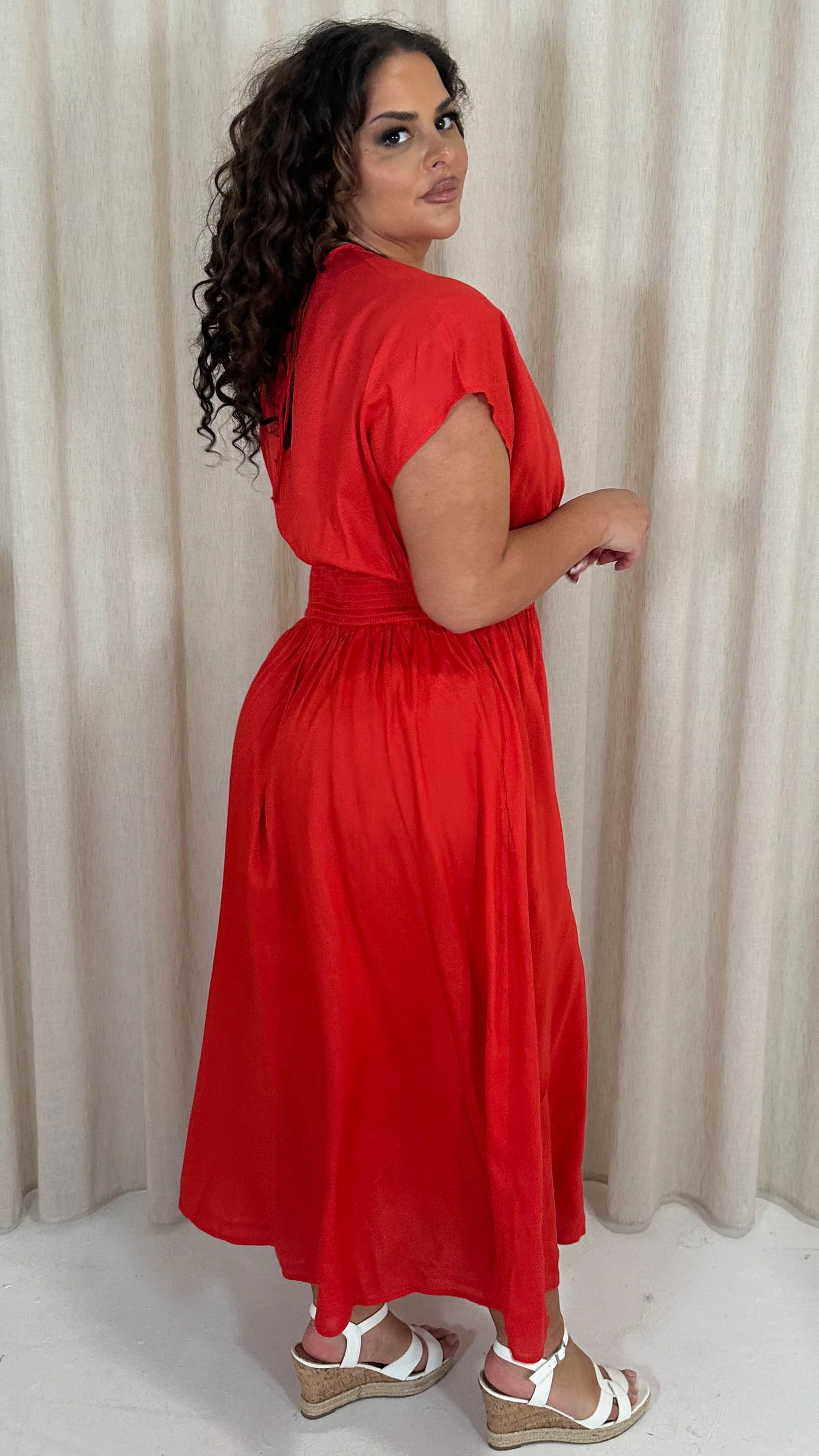 CurveWow Wrap Front Sundress Red - Image 8
