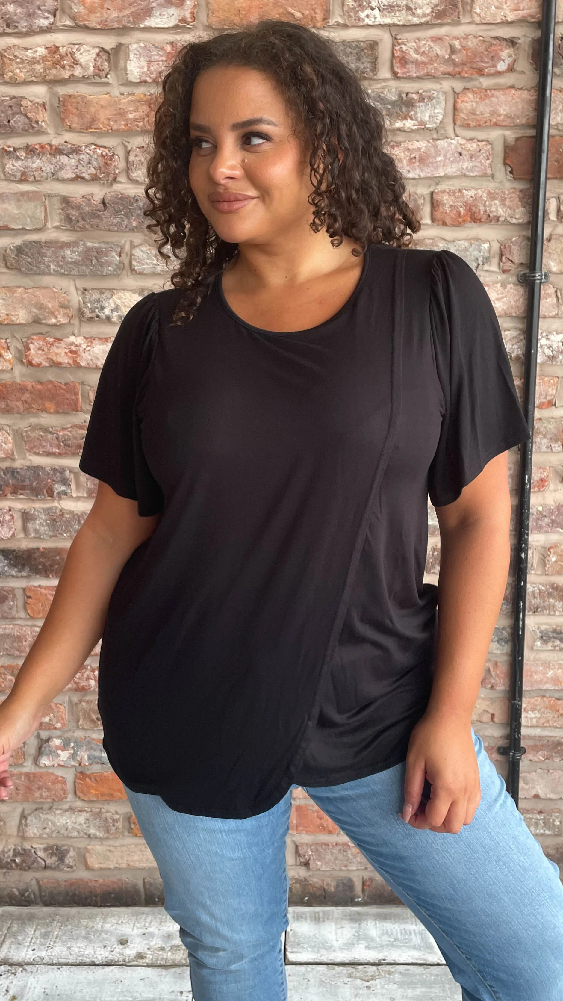 CurveWow Wrap T-Shirt Black - Image 6