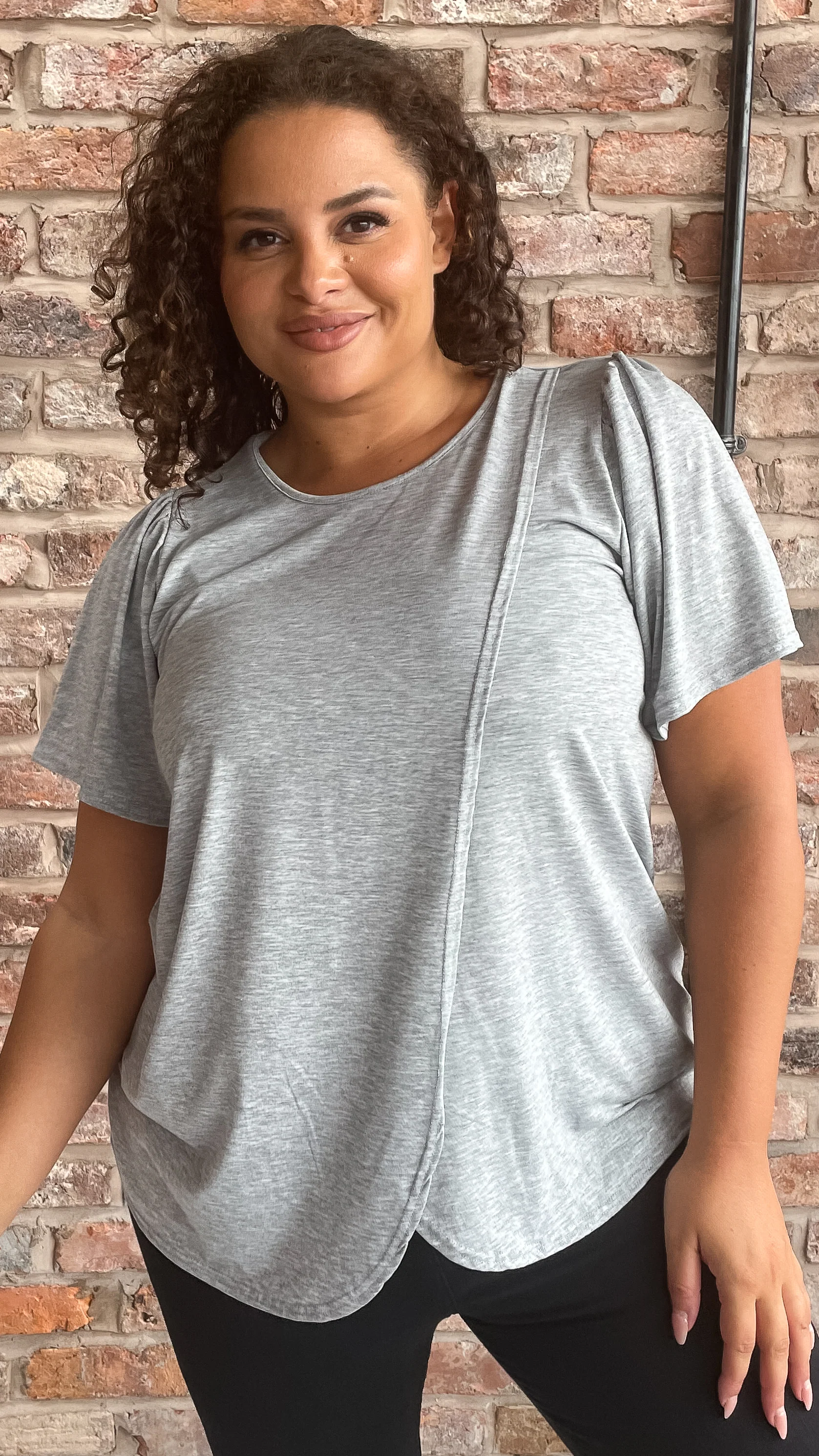 CurveWow Wrap T-Shirt Silver Grey - Image 5