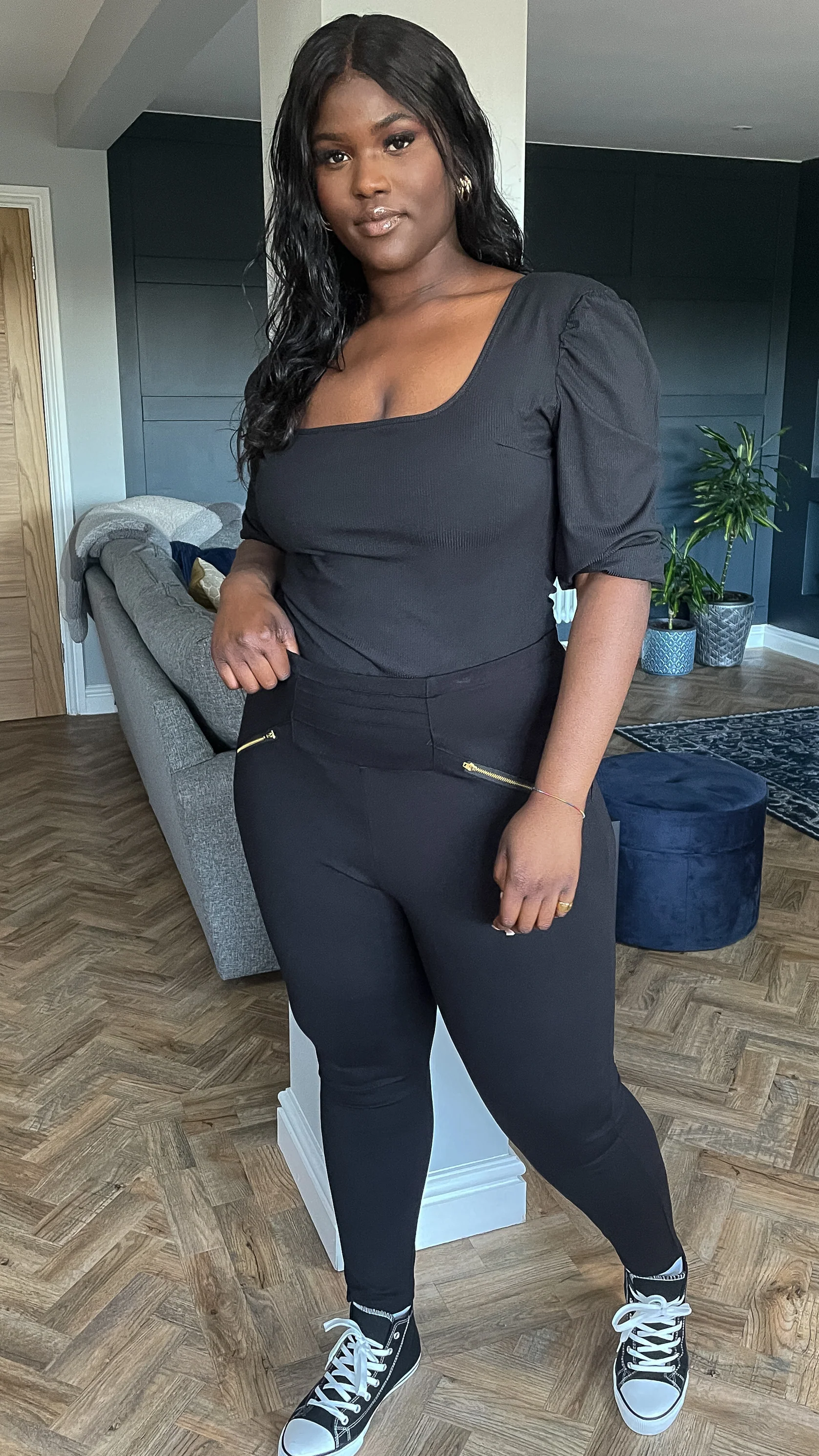 CurveWow Zip Leggings Black - Image 4