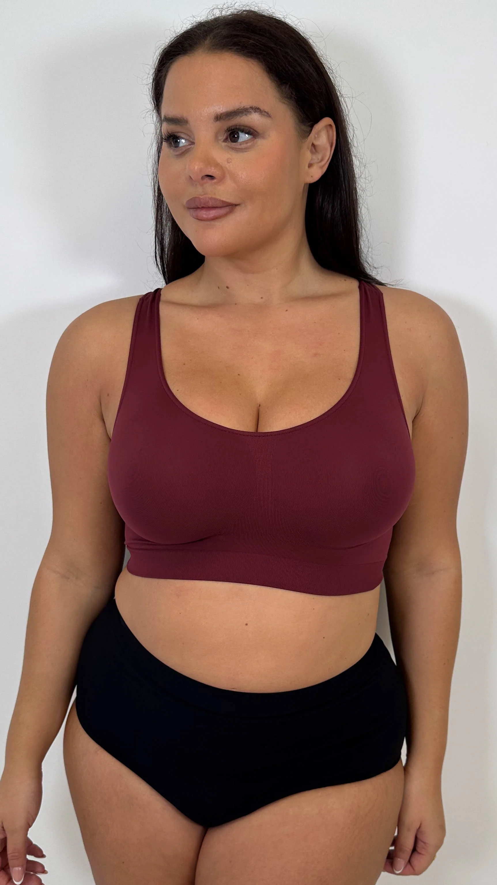 Curvy Seam Free Comfort Bra Burgundy - Image 2