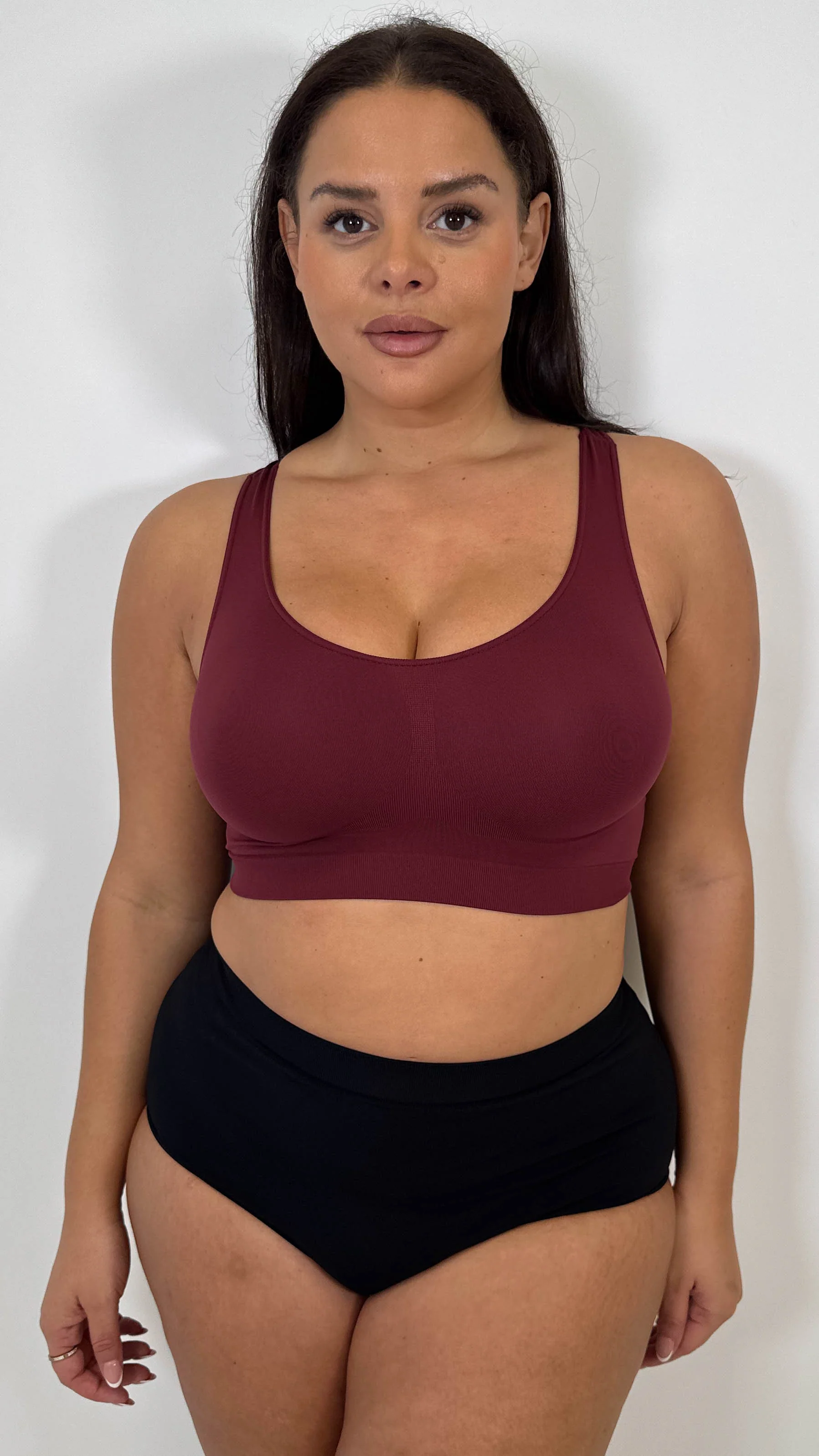 Curvy Seam Free Comfort Bra Burgundy - Image 3