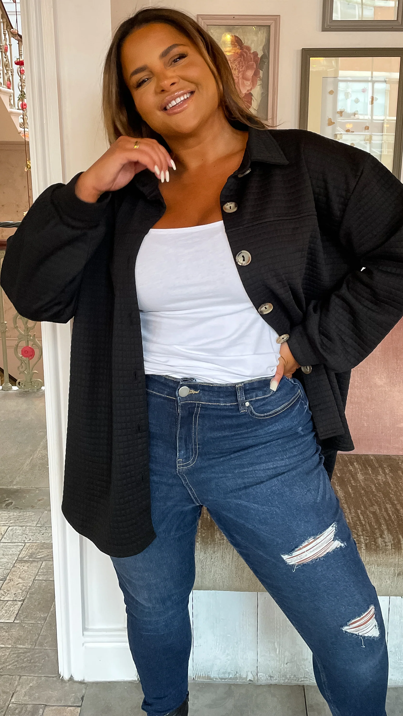 CurveWow Quilted Jacket Black - Image 7